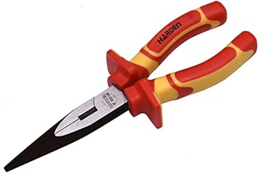 Edward Tools Pro Insulated Long Nose Pliers 8&rdquo; - 1000V Safe Needle Nose Pliers for Electricians Use - VDE/GS Certified - Heavy Duty CRV Steel with Ergo Handle - Sharp Cutting Edge - Black Finish