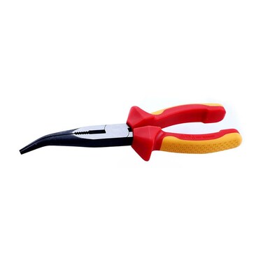Jadeshay 8-Inch Insulated Bent Needle Nose Pliers, 1000V High Voltage Resistant, Multifunctional Angled Pliers