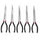 Amarine Made Long Needle Nose Pliers Set 11-inch Pliers 5-piece Set Nipper Bent Nose, Duckbill Pliers,End Cutting, Diagonal, Plug Cable Puller Reach Flat,45,90 Degree Angle, Straight,Curved Pliers