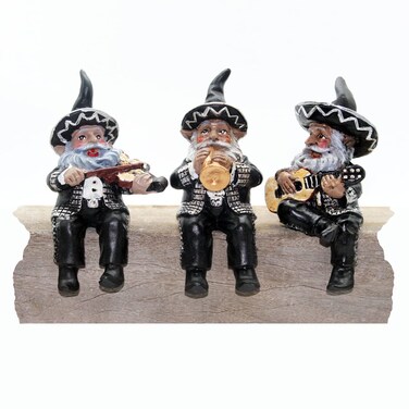 John Bernard &amp; Company Mariachi Band Shelf Sitter Gnomes Statue Set of 3, 6 inches H, Includes Guitarist, Violinist, Trumpet Player, Funny Home or Garden D&eacute;cor&hellip;. La Fiesta Collection