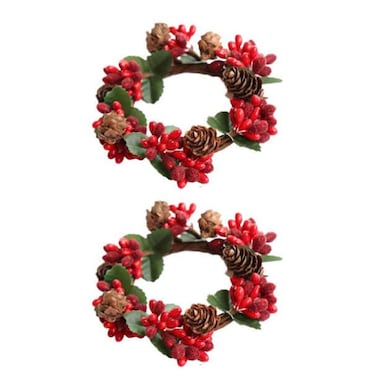 BinaryABC Christmas Candle Rings Wreaths,Christmas Napkin Ring,Christmas Candle Holder Rings,Christams Decorations,2Pcs