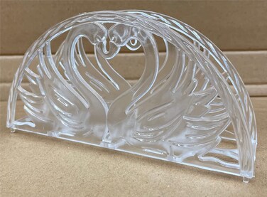 7" Napkin Holder - Double Swan Heart Design 12 Pieces / Clear plastic