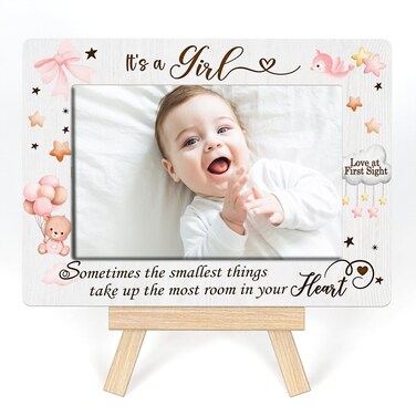 New Baby Gift, Baby Picture Frame For Girl , Sometime The Smallest Thins Take Up The Most Room In Your Heart Photo Frame, Newborn Picture Frame For Parents, Tabletop Picture Frame With Easel (A27)