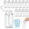 Zhehao 24 Pcs Push Down Pump Dispenser Nail Polish Remover Pump Lockable Empty Bottle Refillable Clear Cosmetic Container with Label for Liquid Acetone Nail Polish and Makeup Remover, 6.8 oz/ 200 ml