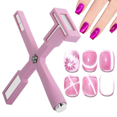 NAILGIL 5 in 1 Nail Magnet Tool, Multi-function Cat Eye Magnet for Nails, Strong Cat Eye Gel Nail Polish Magnetic Stick Accessories for Nail Art Design Salon Quality, Pink