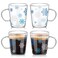 Baderke 4 Pcs Snowflake Glass Mug Set 12 oz Christmas Winter Coffee Mugs Clear Drinking Mugs Blue and White Snowflake Cups with Handle for Winter Christmas Drinks Coffee Tea Home Office Party Gifts