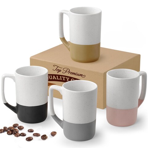 Large Ceramic Coffee Mug Set of 4, 16 oz Tea Cups with Handle, Porcelain Mug for Latte, Hot Tea, Cappuccino, Milk, Cocoa, Microwave &amp; Dishwasher Safe Cups for Men Women Mug Lovers, Housewarming Gift