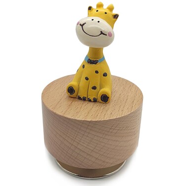 falado Mini Wooden Animal Rotary Music Box with Cute Giraffe Ornament (Tune: Edelweiss)