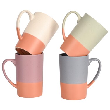 BYCNZB 18oz large tall ceramic coffee mugs With Big Handle for Coffee, Latte, Tea, Cocoa, Milk set of 4 (Multiple colors)