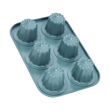 CHEFMADE Canele Mold Cake pan, 6-Cavity Muffin Pan, Non-Stick Cupcake Baking Pan Heavy Duty Carbon Steel Pan Muffin Tins Standard Baking Mold for Oven Baking（Green）