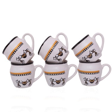 Handmade Traditional Kulhar Kulhad Chai Tea Coffee Mug Cup Cantaritos Set of 6 Glazed Earthenware Glossy Finish Clay Terracotta Artisanal Studio Pottery Mud Brown Food Safe Natural Rustic Eco-Friendly