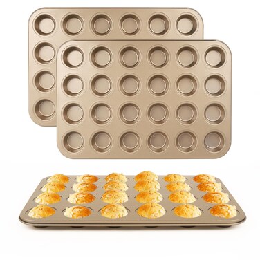 Nsmykhg 24-Cup Nonstick Mini Cupcake &amp; Muffin Pans - Carbon Steel Baking Pans, 3 Pack, Durable Muffin Tin, Easy to Clean, Perfect for Baking Cupcakes &amp; Mini Muffins, Oven Safe, BPA-Free