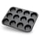 RFAQK Muffin Baking Pan &amp; Large Cupcake Tray 12 Cup - Nonstick Cake Molds/Tin, Silicon Bakeware, BPA Free, Dishwasher &amp; Microwave Safe (12 Cup Size, Grey)