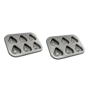 MAGICLULU 2pcs 6 Heart Muffin Tin Heart Shaped Muffin Pan Heart Shaped Cupcake Pan Heart Cupcake Tray Valentines