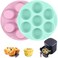 Sakolla 2 Pack Silicone Egg Bite Molds for Air Fryer, Nonstick 7 Cups Air Fryer Muffin Pan for Baking Egg Bite, Mini Muffins, Tart, Mini Cupcake and Quiche (Pink + Green)