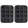 Tosnail 2 Pack of 12 Cavity Non-Stick Brownie Bar Pan, All Edges Brownie Pan, Square Cupcake Muffin Pan, Mini Cheesecake Cake Mold, Small Bread Loaf Pan for Individual Brownie, Corn Bread Banana Bread
