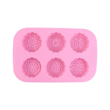 Vctitil Mooncake Making Mould 6-Slot Round Mould Tray Silica Gel Muffin Cupcake Chocolate Baking Food