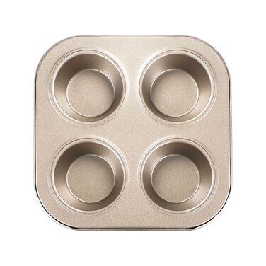 EKDJKK 4-Hole Muffin Pan, Bakeware Non-stick Cupcake Baking Pan Mini Pie Pans, Heavy Duty Carbon Steel Muffin Tray Standard Baking Mold Pan for Oven Baking