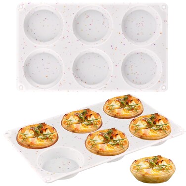 Sakolla 2 Pack Muffin Top Pans, Silicone Egg Molds for Breakfast Sandwiches 3 Inch Round Egg Baking Pan for Oven English muffins, Egg Bites, Corn Bread, Whoopie Pies, Tarts (Confetti)