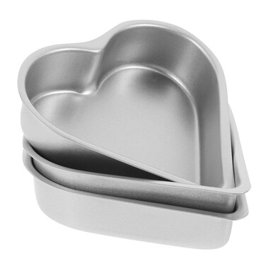 UPKOCH 3pcs Heart Shape Pudding Molds, Non-Stick Cake Pans for Cheese Cake, Brownie, Chocolate, Muffin, Egg Tart, Jelly, High Carbon Steel Baking Cups for Home and Professional Use, Silver