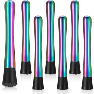Suclain 6 Pieces Muddler for Cocktails Stainless Steel 8" Long Cocktail Muddler Fruit Crusher Bartender Tool for Home Bars Making Lemonade Mojito Fruit Ice Drink Accessories