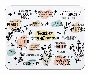 OFlich Boho Teacher Daily Affirmations Inspirational Quotes Mousepad 9.5&times;7.9 Inch Non-Slip Rubber Base Square Mouse Pads for Computers Laptop Office Home Dorm Desk Decor,Teacher Gifts