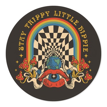 Znzd Abstract Trippy Eye in Mouth Stay Trippy Little Hippie Mouse Pad 7.9 x 7.9 Inch, Non-Slip Rubber Base Mousepads for Home Office College Dorm Desk Decor, Abstract Gifts for Women
