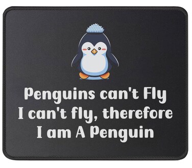 Funny Penguin Computer Mouse Pad - I Can't Fly Mouse Mat Gaming 9.5 x 7.8 Inch - Cute Animal Lovers Gift for Mom Dad - Gifts for Birthday, Christmas