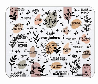 OFlich Boho Mental Health Awareness Daily Reminder Inspirational Quotes Mousepad 9.5&times;7.9 Inch Non-Slip Rubber Base Square Mouse Pads for Computers Laptop Office Home Dorm Desk Decor