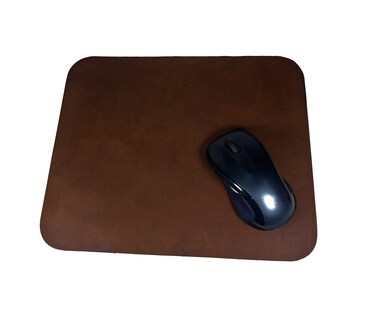 Leather Mouse Pad Work Mat Rustic Brown Top Grain 12 x 10 inches Custom Made