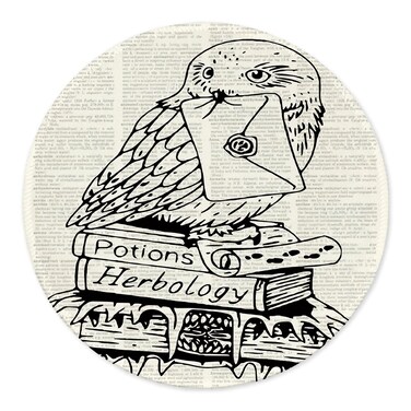 Znzd Owl and Envelope Harry Potter Wall Art Magicbooks Potion Herbology Texture Mouse Pad 7.9 x 7.9 Inch,Non-Slip Rubber Base Mousepads for Home Office College Dorm Desk Decor,Owl Gifts for Girls Men