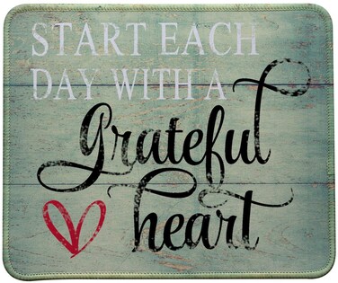 VIVIPOW Inspirational Quote Mouse Pad,Stitched Edges Mouse Pad with Inspirational Quote (Start Each Day with A Grateful Heart)