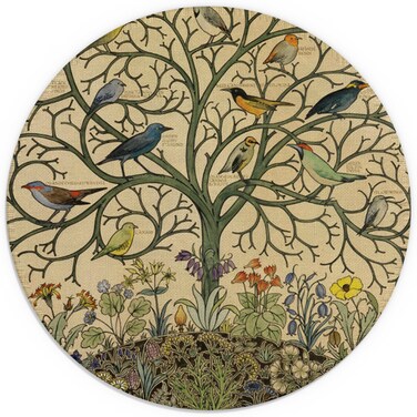 Sufamb Birds Stand Tree Flower Waterproof Small Round Mouse Pad 7.9 x 7.9 Inch, Non-Slip Rubber Base Decorative Gaming Mouse pad for Office Accessories Home Desk Decor, Gift for Sister, Coworker