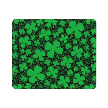 St. Patrick's Day Mouse Pad，Lucky Clover Pattern with Irregular Continuous Shamrocks, Rectangle Non-Slip Rubber Mousepad, One Size