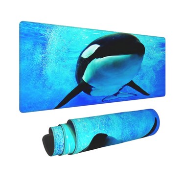 Large Mouse Pad Mat, Orca Killer Whale Swimming Desk Mat XXL Extended Gaming Mouse Pad, Non-Slip Laptop Computer Keyboard Mouse Mat for Office PC, 31.5 x 11.8 Inch