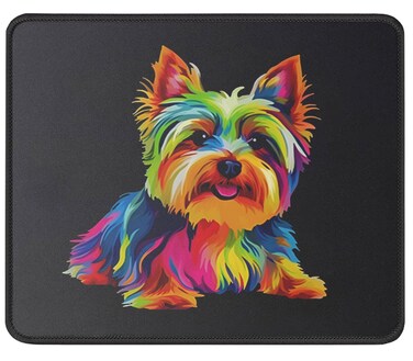 Colorful Yorkie Terrier Dog Mouse Pad Cute Puppy Dog Lover Gifts - Dad, Mom Gifts for Dog Owner, Pet Lovers - Funny Animal Mouse Mat 9.5 Inch for Office/Home