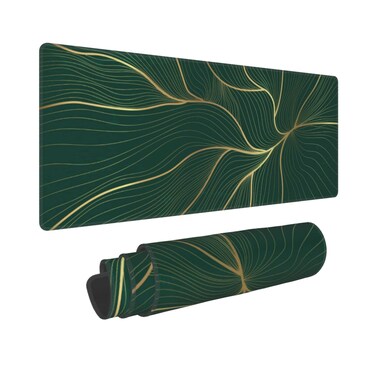 Marble XL Large Mouse Pad&pound;&not;Emerald and Golden Texture Gaming Mousepad Desk Mat for Women, Big Long Extended Deskmat Desktop Makeup Mat for Computer Laptop Keyboards Office Decor 31.5 * 11.8 in