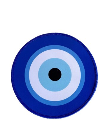 Evil Eye Computer Mouse Pad,Non-Slip Rubber Base, Round Stitched Edge, Home Protection, Office Protection, Desk Mat, Blue Turkish Eye,Office Decor, Office Accessories, Laptop mat,Office Supplies