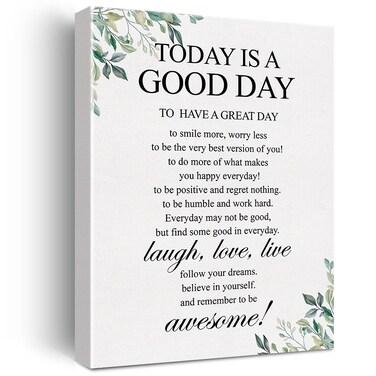 Canvas Wall Art Inspirational Today is a Good Day Quote Canvas Print Painting Home Wall Decor Framed Gift 12x15 Inch