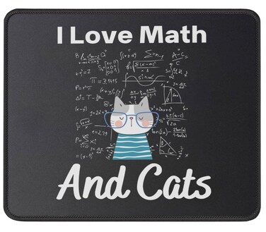 I Love Math and Cats Cute Kitty Cat Mouse Pad - Gifts for Cat Lover - Math Teacher Gift - Funny Dog, Cat Owner - Pet Lover Gifts Mouse Mat 9.5 Inch for Computer Laptop