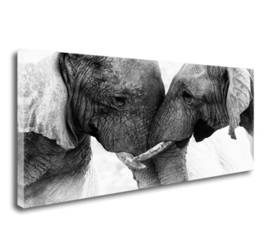 DZL Art D73069 Black and White Elephants Entwine Wall Art Canvas Painting Ready to Hang for Living Room Bedroom Office Wall Decor Home Decoration