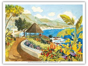Laguna Gazebo - Heisler Park - Laguna Beach California - From an Original Watercolor Painting by Robin Wethe Altman - Master Art Print (Unframed) 9in x 12in
