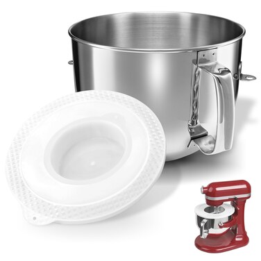 6QT Stainless Steel Mixer Bowl, Mixing Bowl with Bowl Lid Covers &amp; Ergonomic Handle, Compatible with Kitchen Aid 6 Quart Bowl-Lift Stand Mixer, Dishwasher Safe (6QT Mixer Bowl)