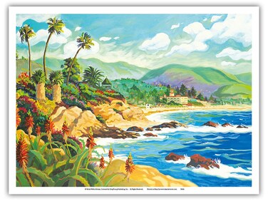 In Love with Laguna Beach - California - Seaside Ocean View - From an Original Watercolor Painting by Robin Wethe Altman - Master Art Print (Unframed) 9in x 12in