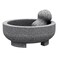 Large Mortar and Pestle - 4 Cup Unpolished Granite Bowl Molcajete Mexican Mortar Handmade Stone Grinder for Guacamole Pastes Pestos in Family Day, Mortar and Pestle, Gray, 8 Inches