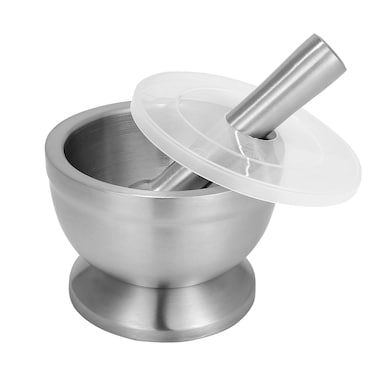 Mortar and Pestle Sets,18/8 Stainless Steel Pestle and Mortar Bowl with Anti Slip Base and Comfy Grip,Pill Grinder with Lid,Make Fresh Guacamole, Salsa, Pesto, Herb Crusher, Spice Grinder.