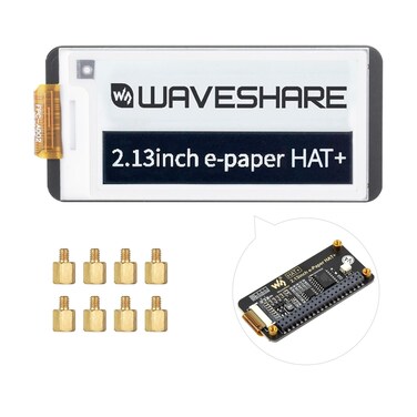 Waveshare 2.13inch E-Paper, Compatible with Raspberry Pi 5/4B/3B+/3B/ and Zero Series Boards, E-Ink Screen for Pwnagotchi Kit, SPI Interface, HAT+ Standard