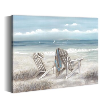 Abstract Beach Canvas Wall Art: Nature Blue Coastal Sea Painting Modern Ocean Scenery Hand Painted Shoreline Artwork Contemporary Seascape Picture Seashore Wave Seaside Print for Bedroom