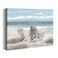 Abstract Beach Canvas Wall Art: Nature Blue Coastal Sea Painting Modern Ocean Scenery Hand Painted Shoreline Artwork Contemporary Seascape Picture Seashore Wave Seaside Print for Bedroom