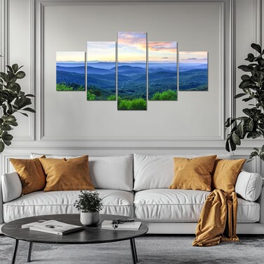 Shenandoah Valley Canvas Wall Art Virginia Landscape Wall Decor Blue Ridge Mountains Virginia Picture Print Poster Painting Framed Living Room Bedroom Decoration Ready to Hang(60''Wx32''H)
